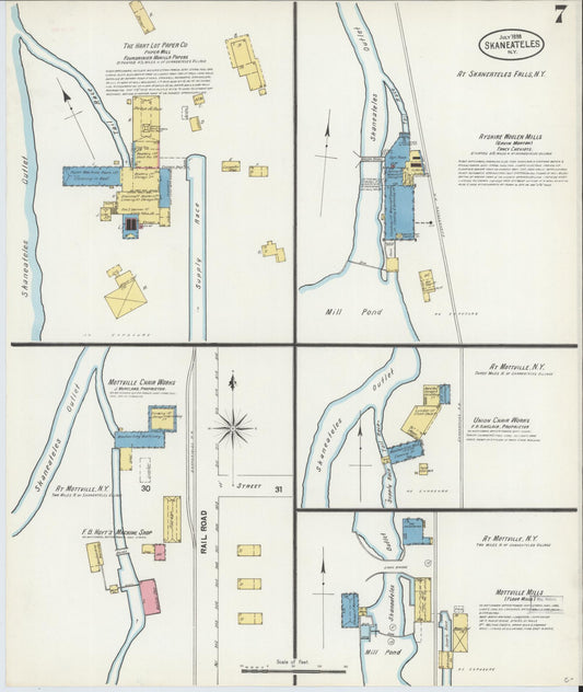 Sanborn Fire Insurance Map from Skaneateles, Onondaga County, New York (1898), Sheet #0007 - Historic Sanborn Fire Insurance Map Print, vintage old map wall art, antique decor, genealogy gift, New York New York map