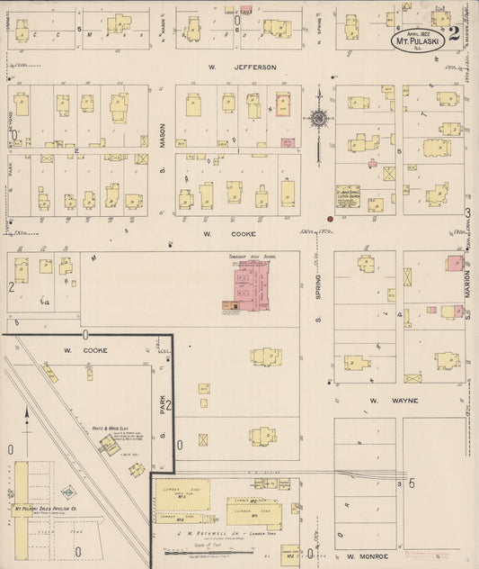 Sanborn Fire Insurance Map from Mount Pulaski, Logan County, Illinois (1922), Sheet #0002 - Historic Sanborn Fire Insurance Map Print, vintage old map wall art, antique decor, genealogy gift, Illinois Illinois map