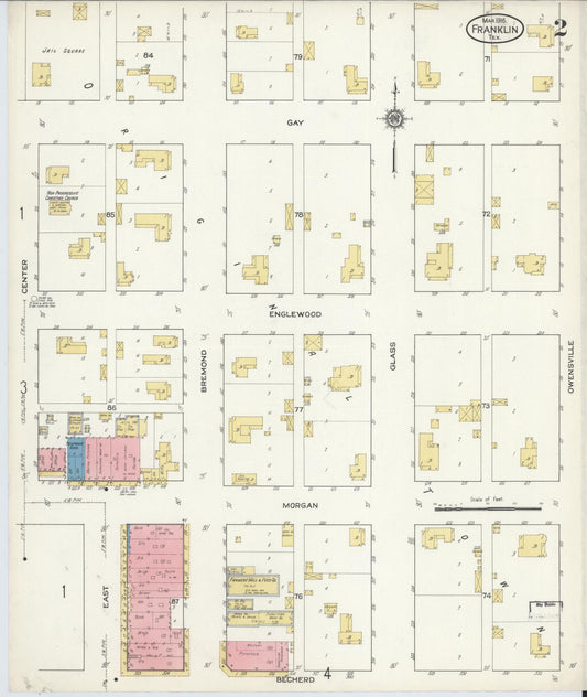 Sanborn Fire Insurance Map from Franklin, Robertson County, Texas (1916), Sheet #0002 - Historic Sanborn Fire Insurance Map Print, vintage old map wall art, antique decor, genealogy gift, Texas Texas map