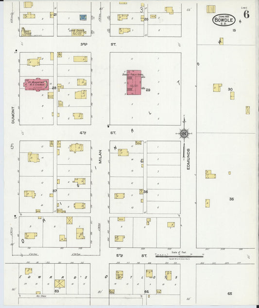 Sanborn Fire Insurance Map from Bowdle, Edmunds County, South Dakota (1921), Sheet #0006 - Historic Sanborn Fire Insurance Map Print, vintage old map wall art, antique decor, genealogy gift, South Dakota South Dakota map