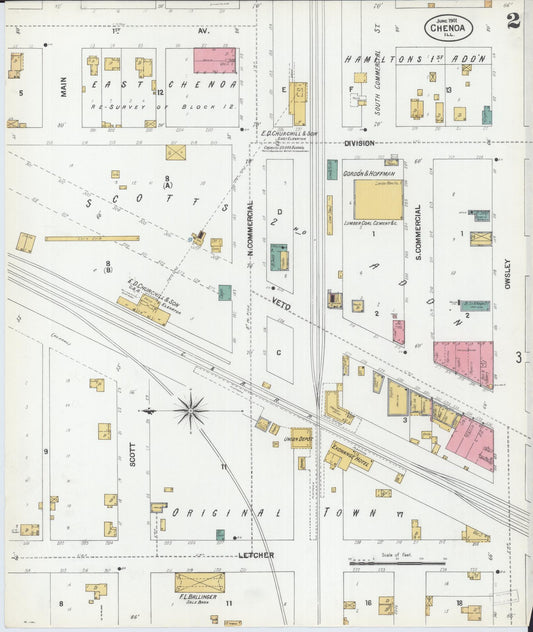 Sanborn Fire Insurance Map from Chenoa, McLean County, Illinois (1901), Sheet #0002 - Historic Sanborn Fire Insurance Map Print, vintage old map wall art, antique decor, genealogy gift, Illinois Illinois map