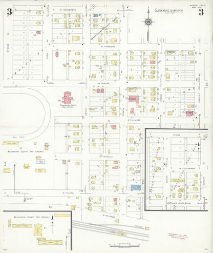 Sanborn Fire Insurance Map from Akron, Washington County, Colorado (1937), Sheet #0003 - Complete Map Set gallery image, historic Sanborn map, vintage wall art, Colorado Colorado