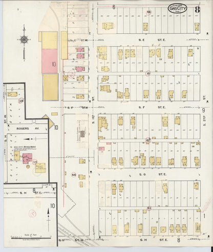 Sanborn Fire Insurance Map from Gas City, Grant County, Indiana (1932), Sheet #0008 - Complete Map Set gallery image, historic Sanborn map, vintage wall art, Indiana Indiana