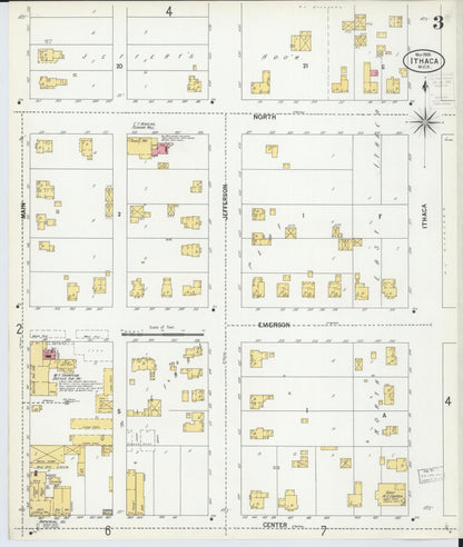 Sanborn Fire Insurance Map from Ithaca, Gratiot County, Michigan (1900), Sheet #0003 - Historic Sanborn Fire Insurance Map Print, vintage old map wall art, antique decor, genealogy gift, Michigan Michigan map