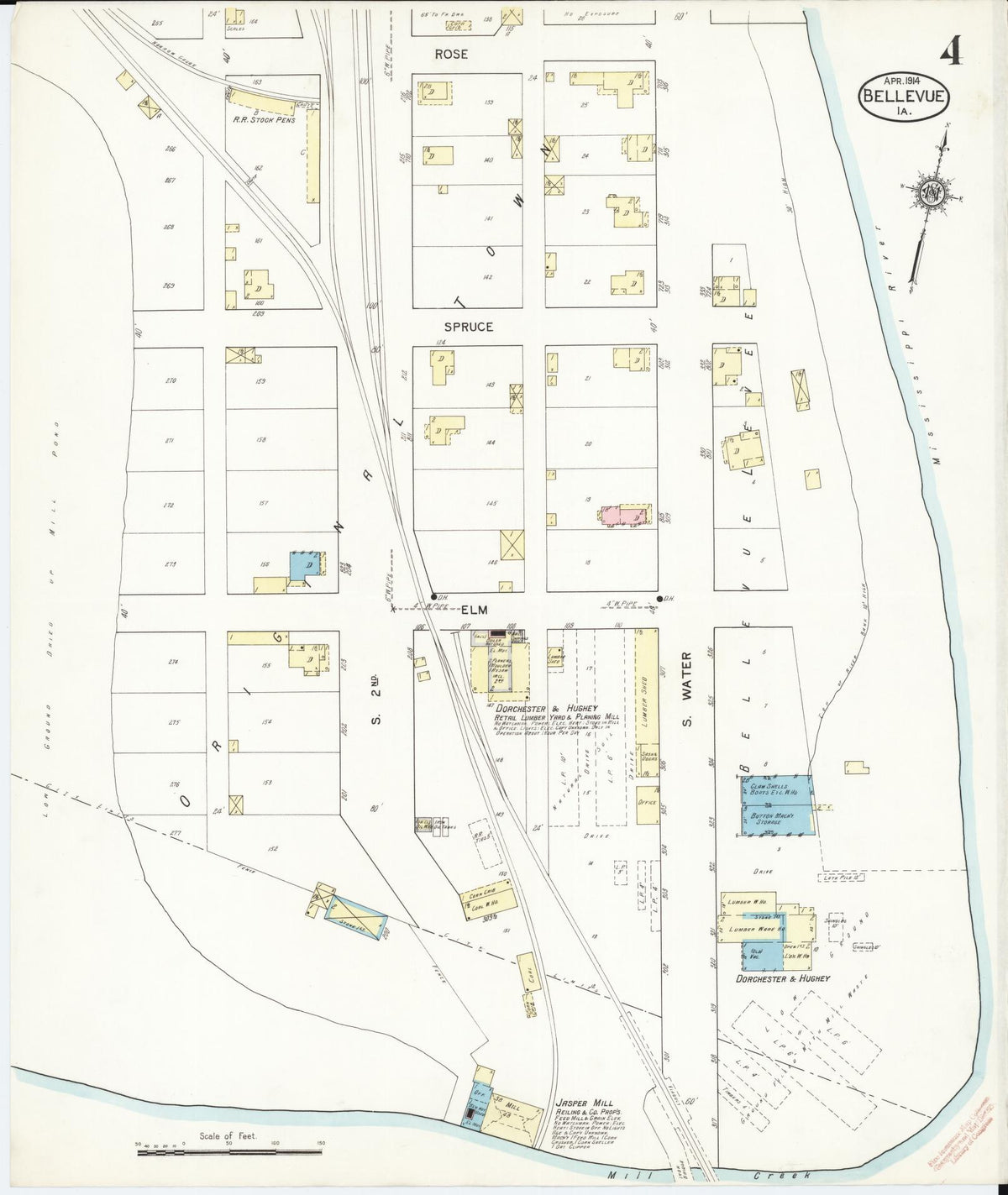 Sanborn Fire Insurance Map from Bellevue, Jackson County, Iowa (1914), Sheet #0004 - Historic Sanborn Fire Insurance Map Print