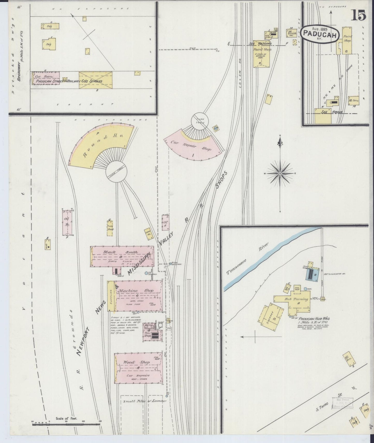 Sanborn Fire Insurance Map from Paducah, Mccraken County, Kentucky (1889), Sheet #0015 - Complete Map Set gallery image, historic Sanborn map, vintage wall art, Kentucky Kentucky