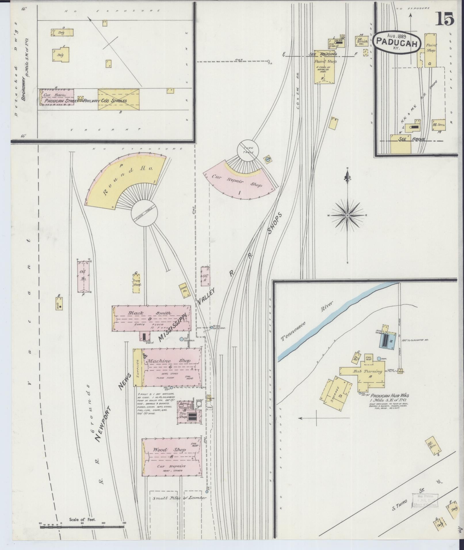 Sanborn Fire Insurance Map from Paducah, Mccraken County, Kentucky (1889), Sheet #0015 - Complete Map Set gallery image, historic Sanborn map, vintage wall art, Kentucky Kentucky