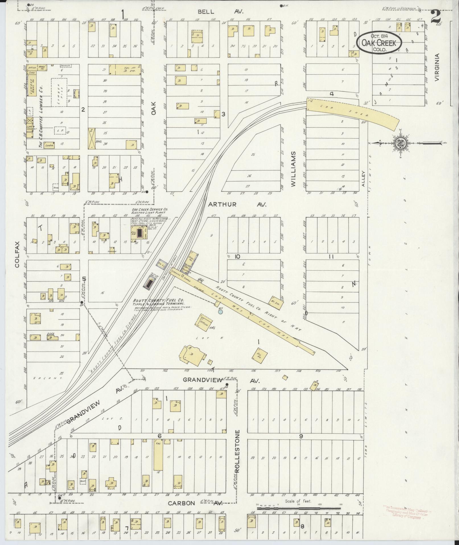 Sanborn Fire Insurance Map from Oak Creek, Routt County, Colorado (1914), Sheet #0002 - Complete Map Set gallery image, historic Sanborn map, vintage wall art, Colorado Colorado