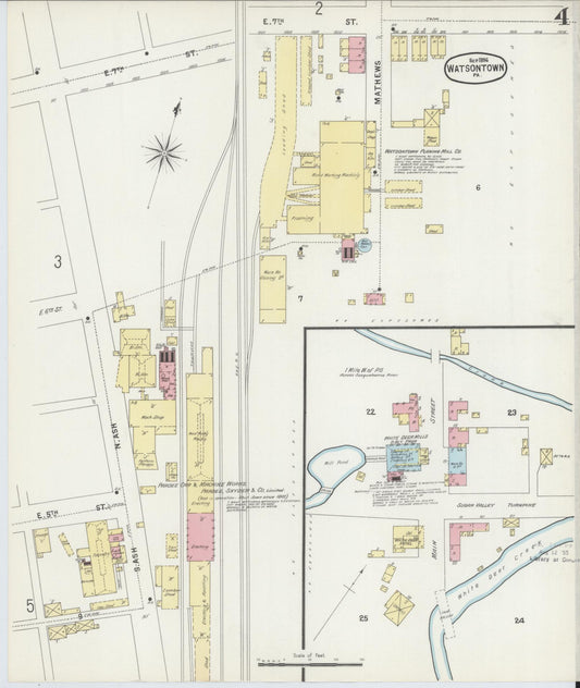 Sanborn Fire Insurance Map from Watsontown, Northumberland County, Pennsylvania (1896), Sheet #0004 - Historic Sanborn Fire Insurance Map Print, vintage old map wall art, antique decor, genealogy gift, Pennsylvania Pennsylvania map