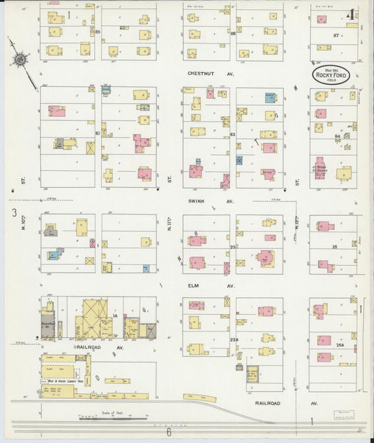 Sanborn Fire Insurance Map from Rocky Ford, Otero County, Colorado (1911), Sheet #0004 - Historic Sanborn Fire Insurance Map Print, vintage old map wall art, antique decor, genealogy gift, Colorado Colorado map