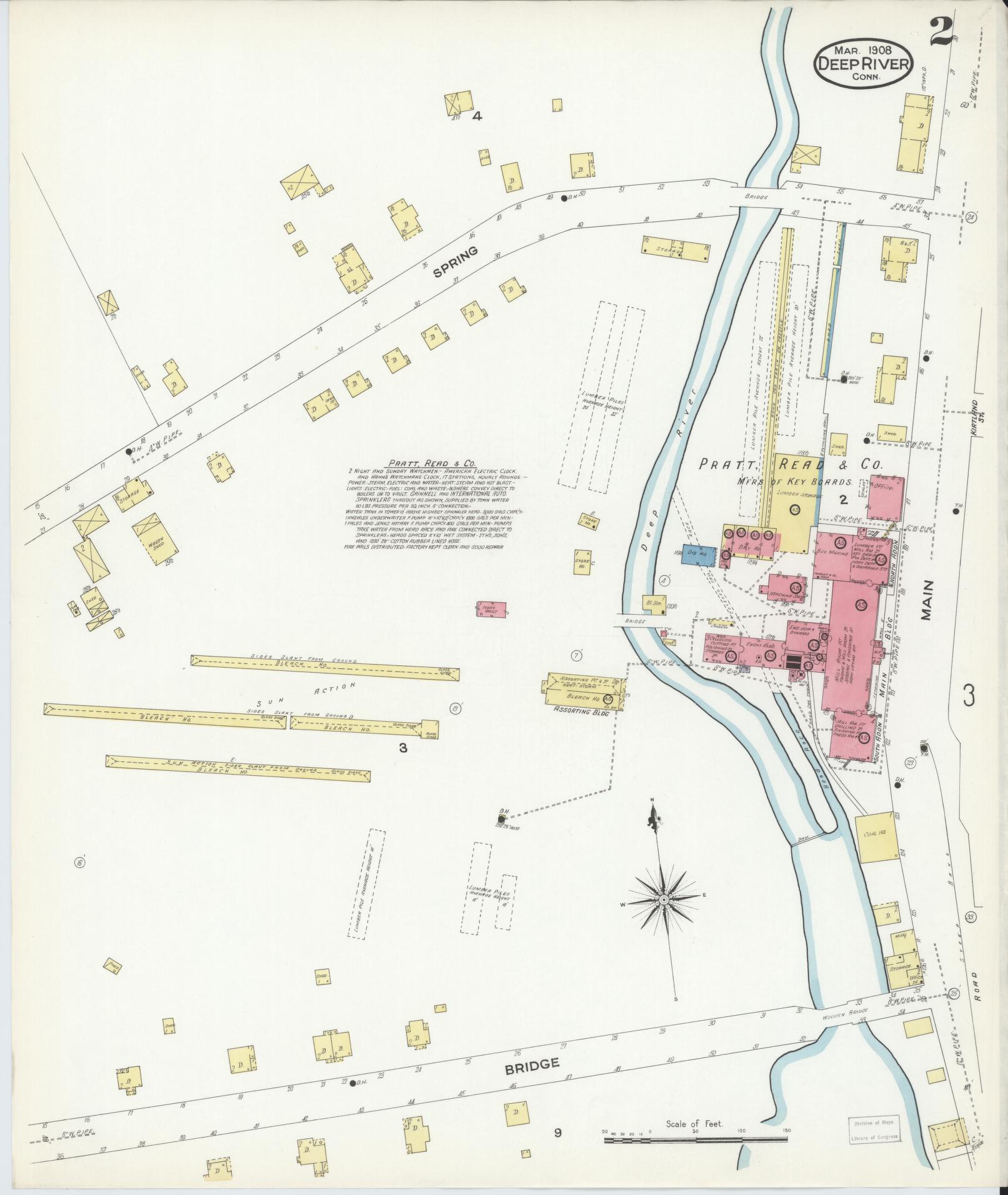 Sanborn Fire Insurance Map from Deep River, Middlesex County, Connecticut (1908), Sheet #0002 - Complete Map Set gallery image, historic Sanborn map, vintage wall art, Connecticut Connecticut
