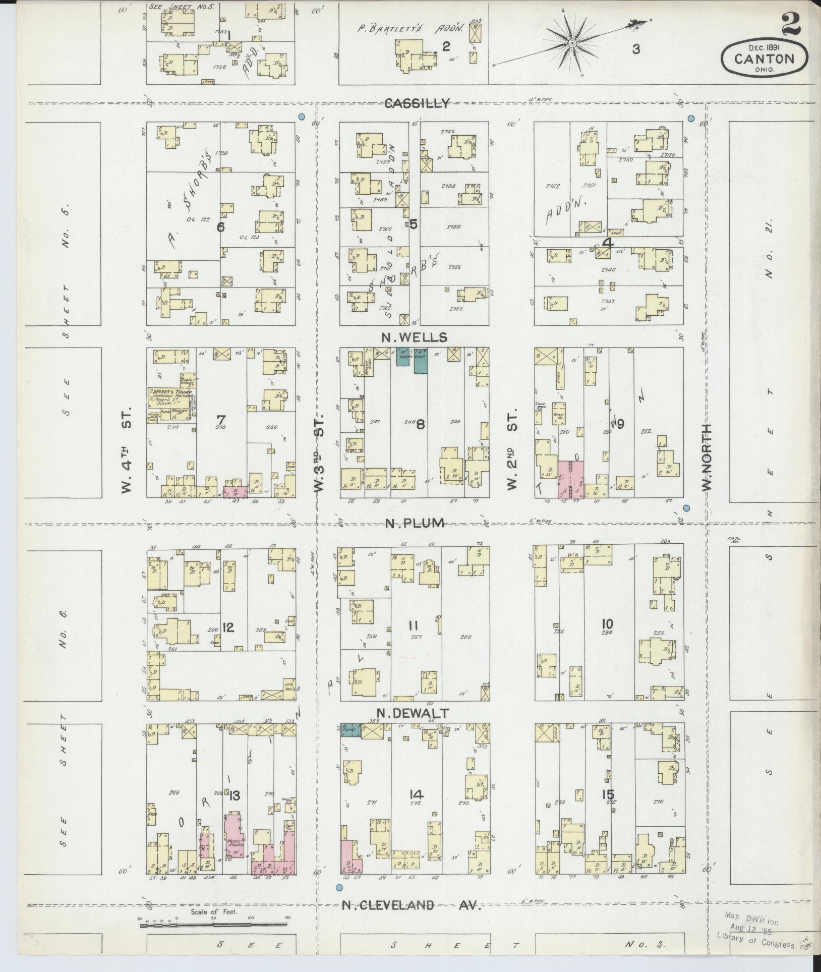 Sanborn Fire Insurance Map from Canton, Stark County, Ohio (1891), Sheet #0002 - Complete Map Set gallery image, historic Sanborn map, vintage wall art, Ohio Ohio