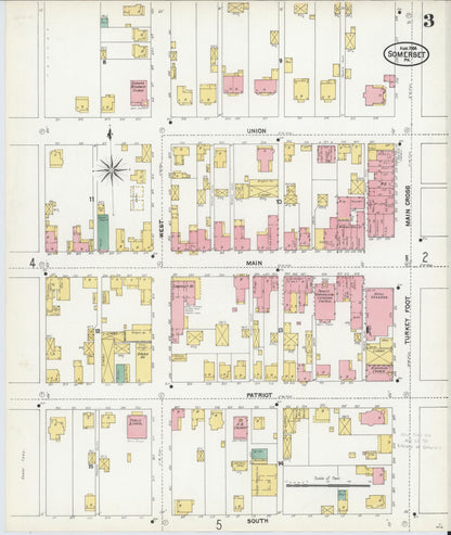 Sanborn Fire Insurance Map from Somerset, Somerset County, Pennsylvania (1904), Sheet #0003 - Historic Sanborn Fire Insurance Map Print, vintage old map wall art, antique decor, genealogy gift, Pennsylvania Pennsylvania map