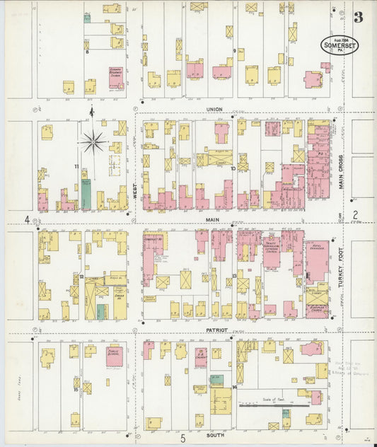 Sanborn Fire Insurance Map from Somerset, Somerset County, Pennsylvania (1904), Sheet #0003 - Historic Sanborn Fire Insurance Map Print, vintage old map wall art, antique decor, genealogy gift, Pennsylvania Pennsylvania map