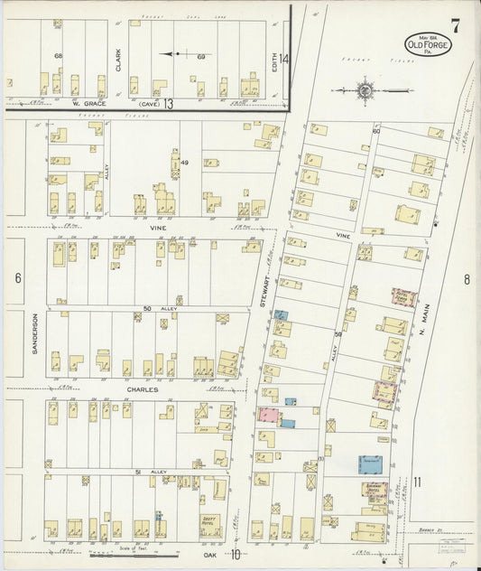 Sanborn Fire Insurance Map from Old Forge, Lackawanna County, Pennsylvania (1914), Sheet #0007 - Historic Sanborn Fire Insurance Map Print, vintage old map wall art, antique decor, genealogy gift, Pennsylvania Pennsylvania map