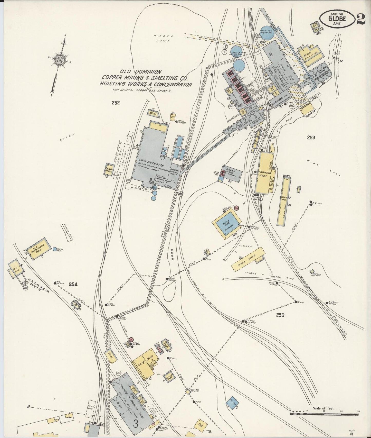 Sanborn Fire Insurance Map from Globe, Gila County, Arizona (1911), Sheet #0002 - Complete Map Set gallery image, historic Sanborn map, vintage wall art, Arizona Arizona