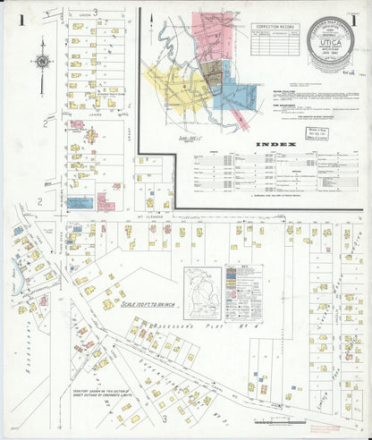 Sanborn Fire Insurance Map from Utica, Macomb County, Michigan (1941), Sheet #0001 - Historic Sanborn Fire Insurance Map Print, vintage old map wall art, antique decor, genealogy gift, Michigan Michigan map