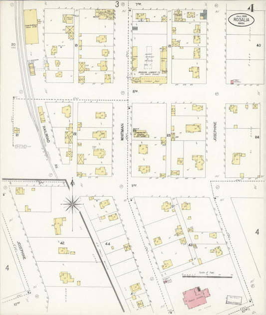 Sanborn Fire Insurance Map from Rosalia, Whitman County, Washington (1908), Sheet #0004 - Historic Sanborn Fire Insurance Map Print, vintage old map wall art, antique decor, genealogy gift, Washington Washington map