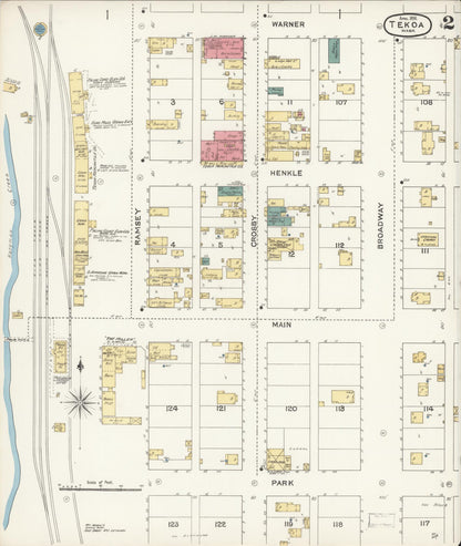 Sanborn Fire Insurance Map from Tekoa, Whitman County, Washington (1896), Sheet #0002 - Complete Map Set gallery image, historic Sanborn map, vintage wall art, Washington Washington