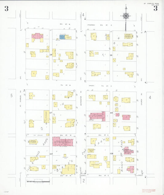 Sanborn Fire Insurance Map from Saint Charles, Winona County, Minnesota (1949), Sheet #0003 - Historic Sanborn Fire Insurance Map Print, vintage old map wall art, antique decor, genealogy gift, Minnesota Minnesota map