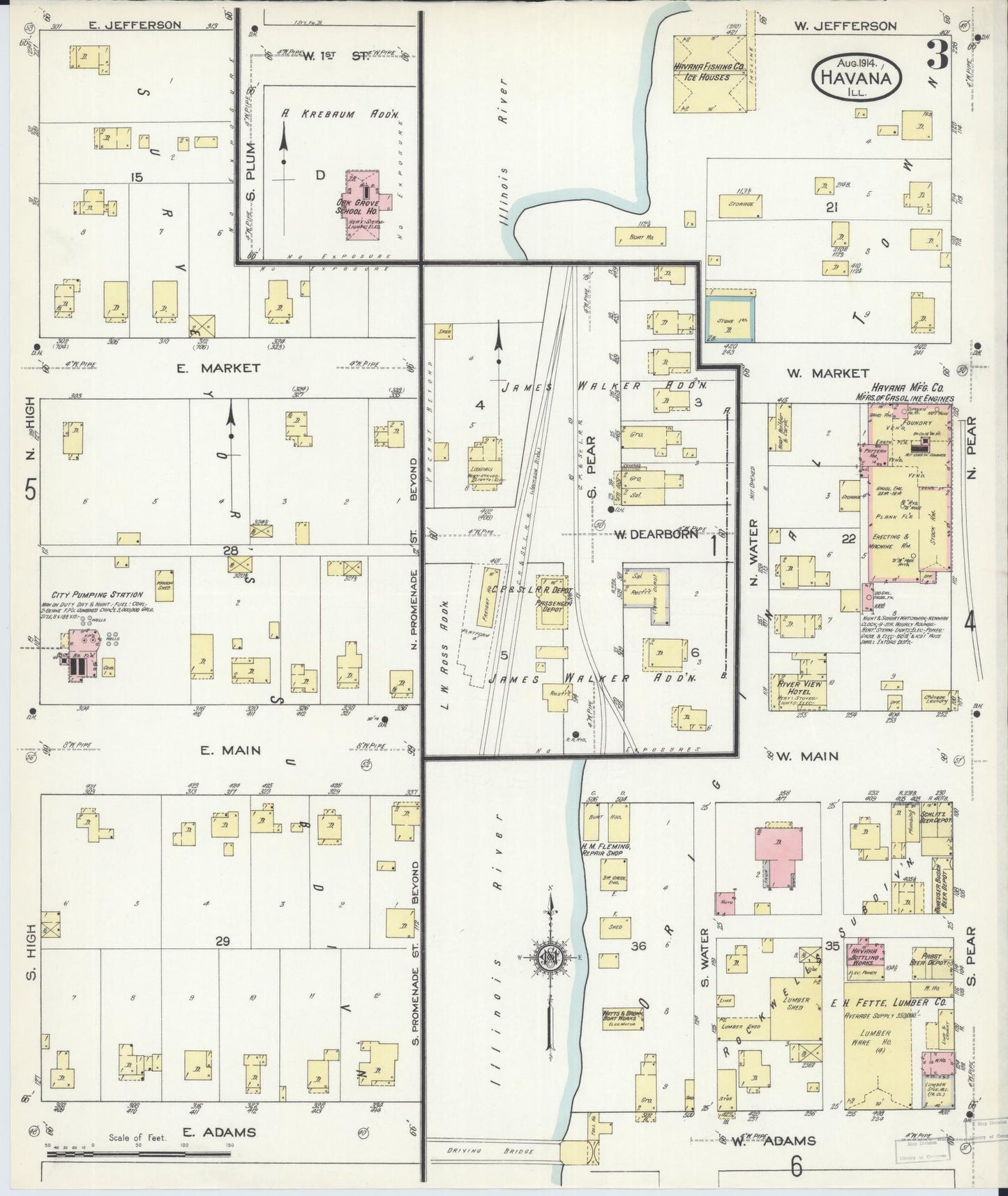 Sanborn Fire Insurance Map from Havana, Mason County, Illinois (1914), Sheet #0003 - Complete Map Set gallery image, historic Sanborn map, vintage wall art, Illinois Illinois