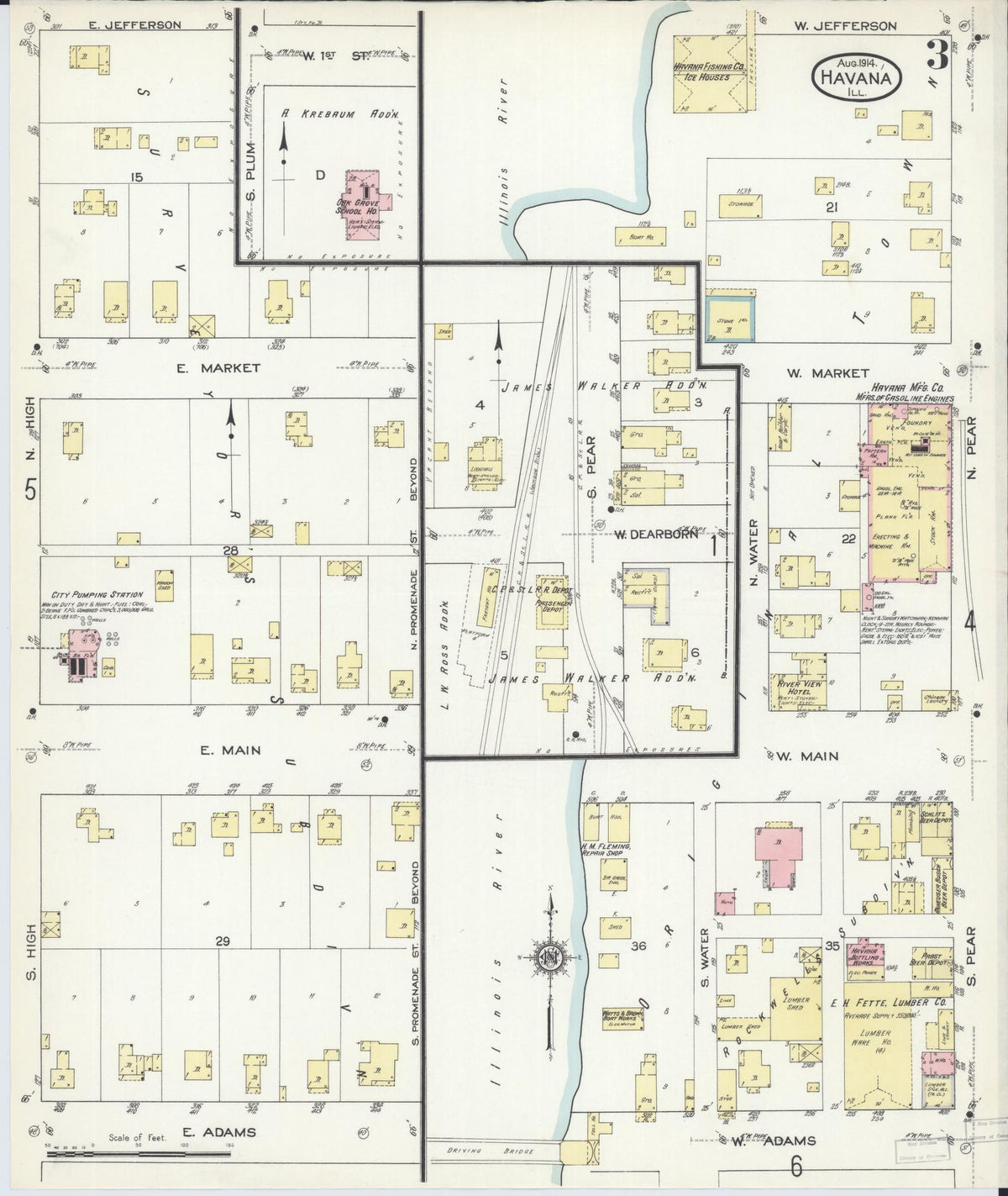 Sanborn Fire Insurance Map from Havana, Mason County, Illinois (1914), Sheet #0003 - Complete Map Set gallery image, historic Sanborn map, vintage wall art, Illinois Illinois