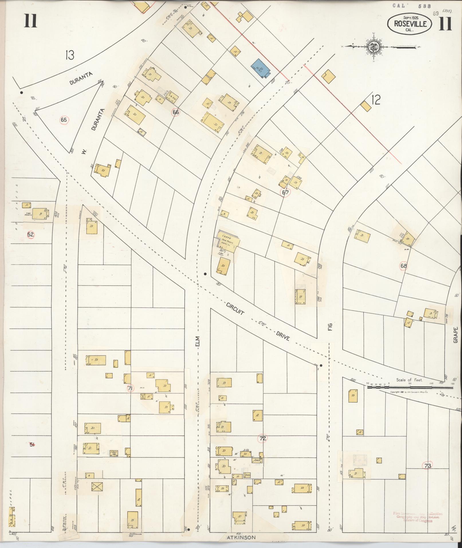 Sanborn Fire Insurance Map from Roseville, Placer County, California (1944), Sheet #0011 - Complete Map Set gallery image, historic Sanborn map, vintage wall art, California California