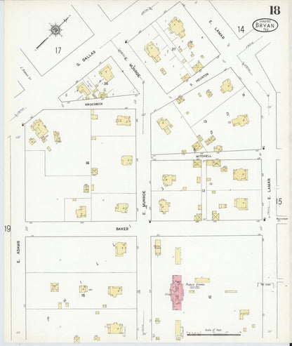 Sanborn Fire Insurance Map from Bryan, Brazos County, Texas (1912), Sheet #0018 - Complete Map Set gallery image, historic Sanborn map, vintage wall art, Texas Texas