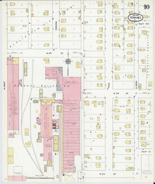 Sanborn Fire Insurance Map from Kewanee, Henry County, Illinois (1910), Sheet #0010 - Historic Sanborn Fire Insurance Map Print, vintage old map wall art, antique decor, genealogy gift, Illinois Illinois map