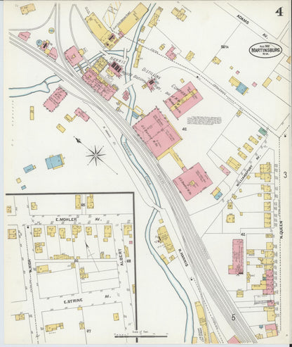Sanborn Fire Insurance Map from Martinsburg, Berkeley County, West Virginia (1902), Sheet #0004 - Complete Map Set gallery image, historic Sanborn map, vintage wall art, West Virginia West Virginia