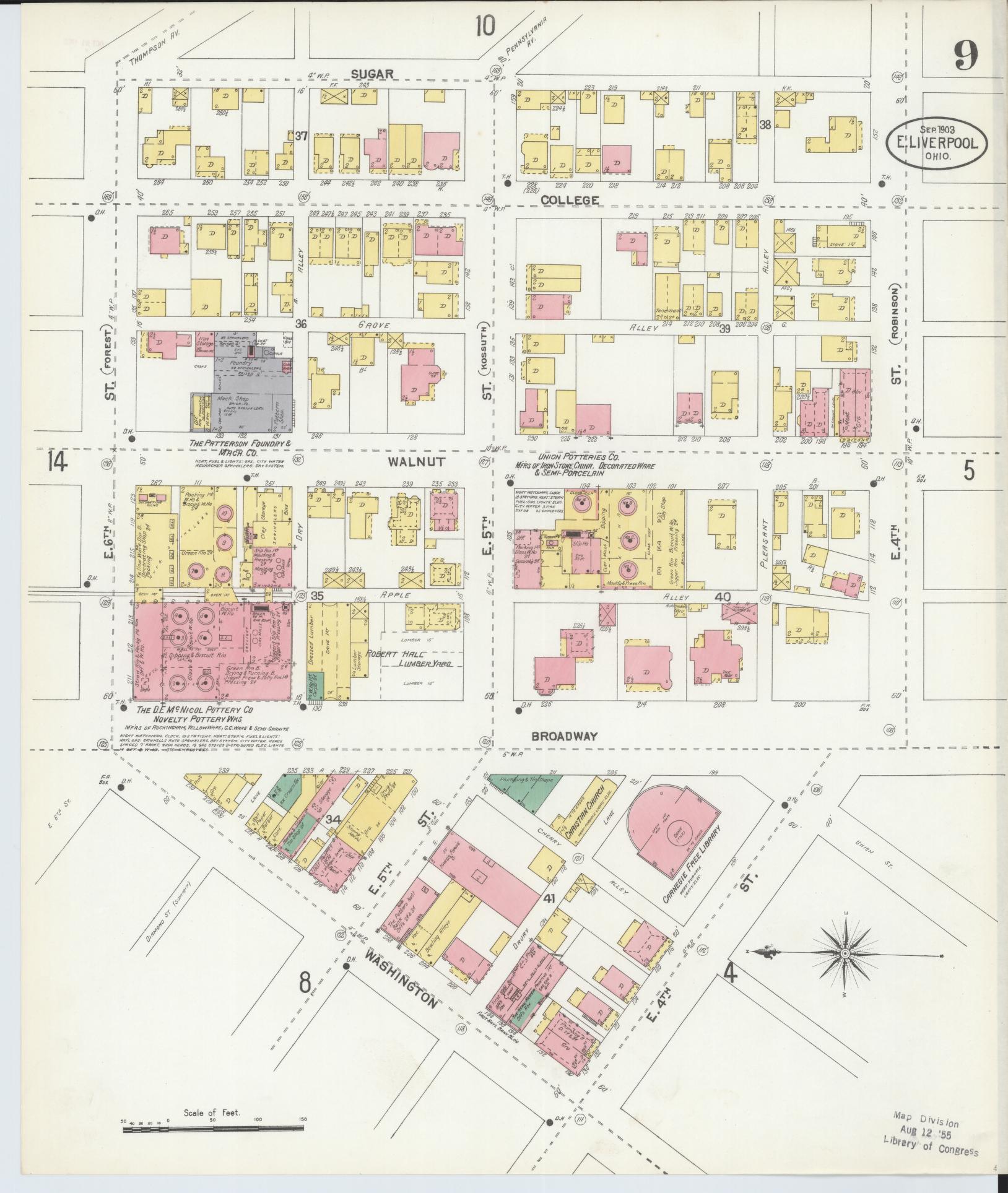 Sanborn Fire Insurance Map from East Liverpool, Columbiana County, Ohio (1903), Sheet #0009 - Complete Map Set gallery image, historic Sanborn map, vintage wall art, Ohio Ohio