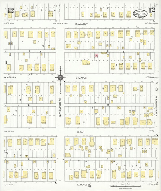 Sanborn Fire Insurance Map from Cushing, Payne County, Oklahoma (1924), Sheet #0012 - Historic Sanborn Fire Insurance Map Print, vintage old map wall art, antique decor, genealogy gift, Oklahoma Oklahoma map