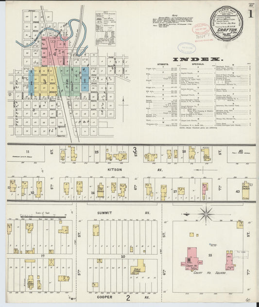 Sanborn Fire Insurance Map from Grafton, Walsh County, North Dakota (1897), Sheet #0001 - Complete Map Set gallery image, historic Sanborn map, vintage wall art, North Dakota North Dakota