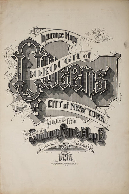 Sanborn Fire Insurance Map from Queens, Queens County, New York (1898), Sheet #0001 - Historic Sanborn Fire Insurance Map Print, vintage old map wall art, antique decor, genealogy gift, New York New York map