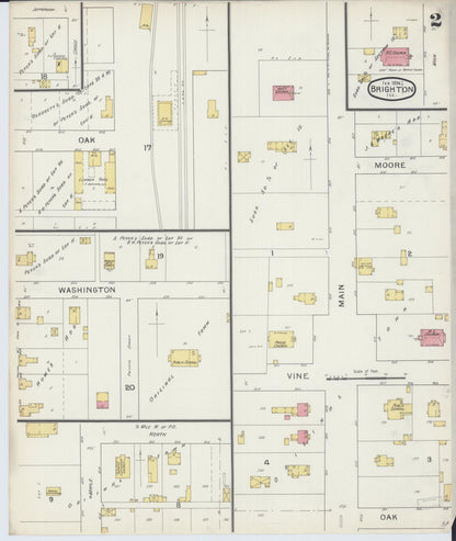 Sanborn Fire Insurance Map from Brighton, Macoupin County, Illinois (1894), Sheet #0002 - Historic Sanborn Fire Insurance Map Print, vintage old map wall art, antique decor, genealogy gift, Illinois Illinois map