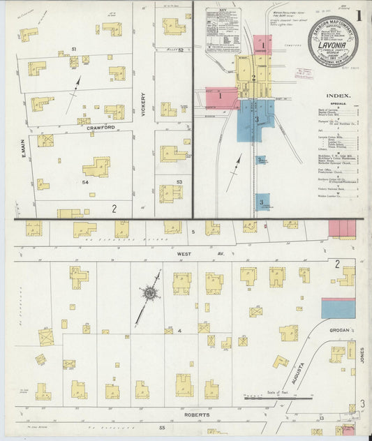 Sanborn Fire Insurance Map from Lavonia, Franklin County, Georgia (1911), Sheet #0001 - Complete Map Set gallery image, historic Sanborn map, vintage wall art, Georgia Georgia