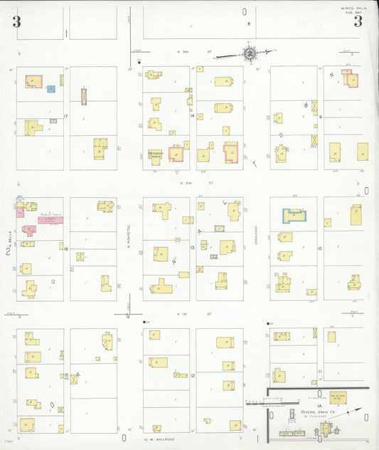 Sanborn Fire Insurance Map from Minco, Grady County, Oklahoma (1947), Sheet #0003 - Historic Sanborn Fire Insurance Map Print, vintage old map wall art, antique decor, genealogy gift, Oklahoma Oklahoma map
