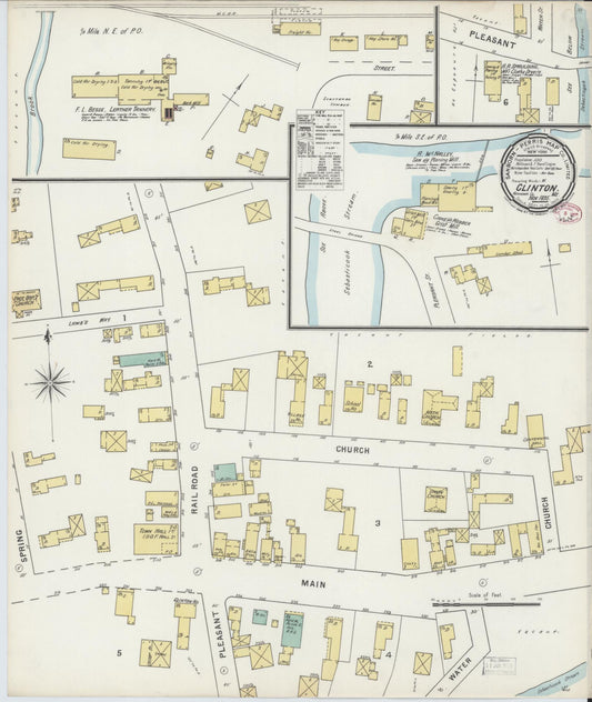 Sanborn Fire Insurance Map from Clinton, Kennebec County, Maine (1895), Sheet #0001 - Historic Sanborn Fire Insurance Map Print, vintage old map wall art, antique decor, genealogy gift, Maine Maine map