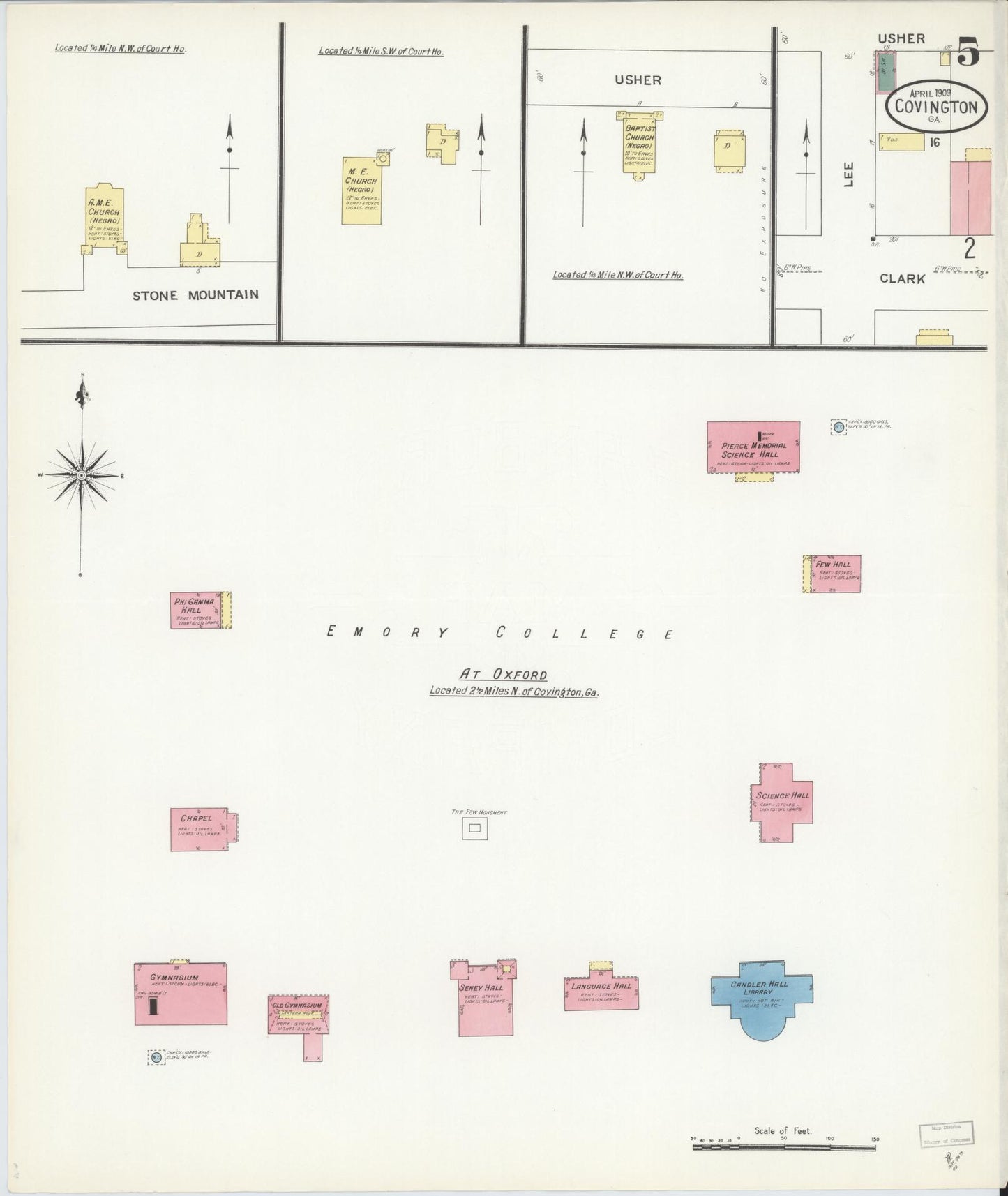 Sanborn Fire Insurance Map from Covington, Newton County, Georgia (1909), Sheet #0005 - Complete Map Set gallery image, historic Sanborn map, vintage wall art, Georgia Georgia