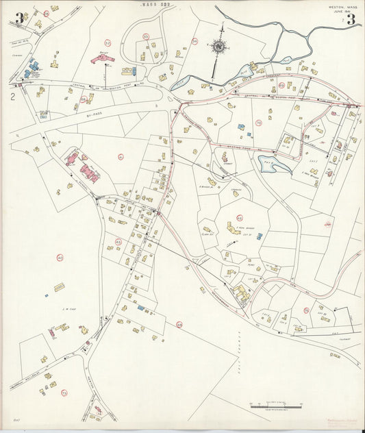 Sanborn Fire Insurance Map from Weston, Middlesex County, Massachusetts (1941), Sheet #0003 - Historic Sanborn Fire Insurance Map Print, vintage old map wall art, antique decor, genealogy gift, Massachusetts Massachusetts map