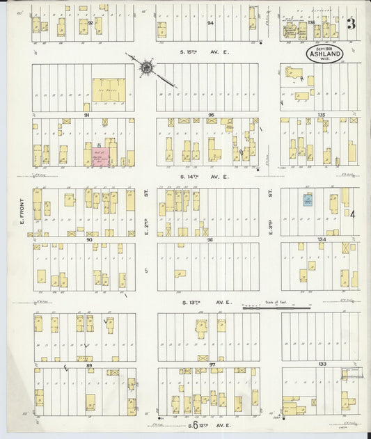 Sanborn Fire Insurance Map from Ashland, Ashland County, Wisconsin (1909), Sheet #0003 - Historic Sanborn Fire Insurance Map Print, vintage old map wall art, antique decor, genealogy gift, Wisconsin Wisconsin map