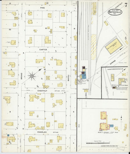 Sanborn Fire Insurance Map from Batesville, Independence County, Arkansas (1908), Sheet #0007 - Complete Map Set gallery image, historic Sanborn map, vintage wall art, Arkansas Arkansas