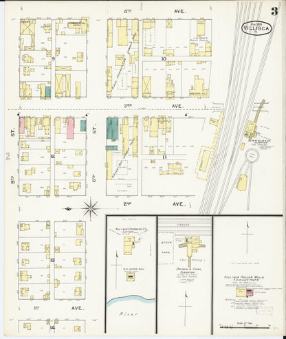 Sanborn Fire Insurance Map from Villisca, Montgomery County, Iowa (1893), Sheet #0003 - Historic Sanborn Fire Insurance Map Print, vintage old map wall art