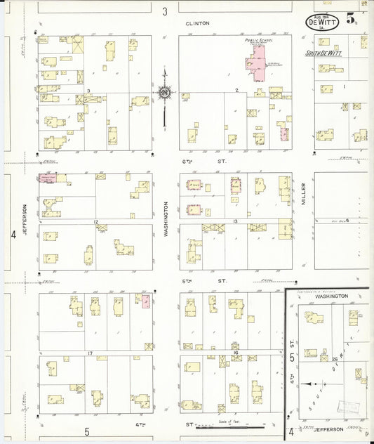 Sanborn Fire Insurance Map from De Witt, Clinton County, Iowa (1914), Sheet #0005 - Historic Sanborn Fire Insurance Map Print, vintage old map wall art