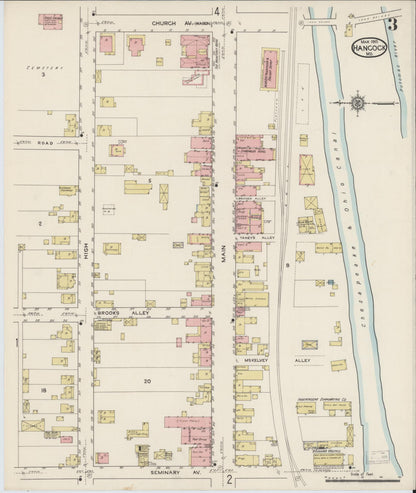 Sanborn Fire Insurance Map from Hancock, Washington County, Maryland (1915), Sheet #0003 - Complete Map Set gallery image, historic Sanborn map, vintage wall art, Maryland Maryland