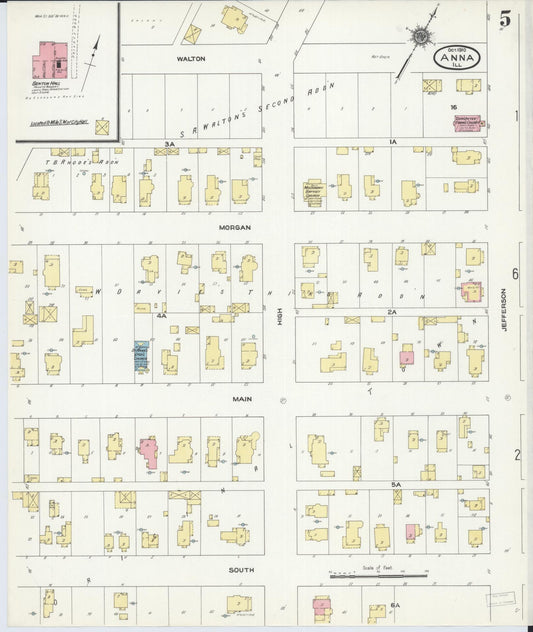 Sanborn Fire Insurance Map from Anna, Union County, Illinois (1910), Sheet #0005 - Historic Sanborn Fire Insurance Map Print, vintage old map wall art, antique decor, genealogy gift, Illinois Illinois map