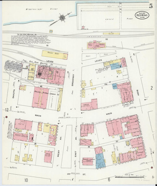 Sanborn Fire Insurance Map from Red Wing, Goodhue County, Minnesota (1910), Sheet #0005 - Historic Sanborn Fire Insurance Map Print, vintage old map wall art, antique decor, genealogy gift, Minnesota Minnesota map