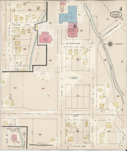 Sanborn Fire Insurance Map from Camas, Clark County, Washington (1943), Sheet #0004 - Complete Map Set gallery image, historic Sanborn map, vintage wall art, Washington Washington