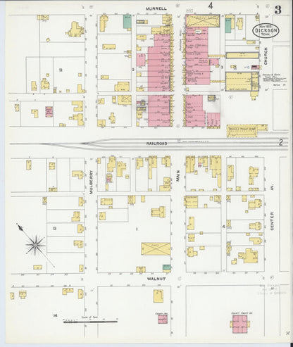 Sanborn Fire Insurance Map from Dickson, Dickson County, Tennessee (1905), Sheet #0003 - Complete Map Set gallery image, historic Sanborn map, vintage wall art, Tennessee Tennessee