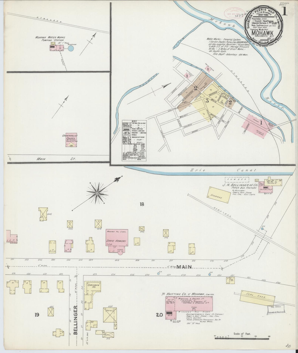 Sanborn Fire Insurance Map from Mohawk, Herkimer County, New York (1891), Sheet #0001 - Complete Map Set gallery image, historic Sanborn map, vintage wall art, New York New York